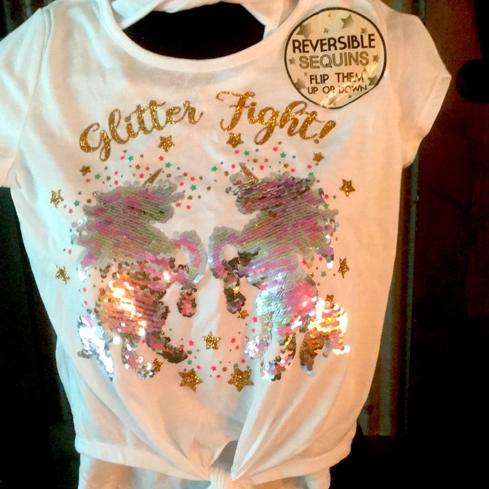 beautees unicorn sequined tee sz L/10